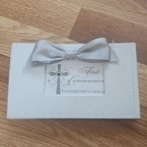 First Communion White Keepsake Photo Album with Bow